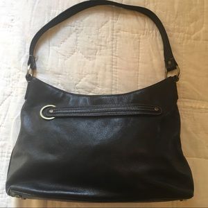 Elegant pebbled-leather Cole Haan shoulder bag.
